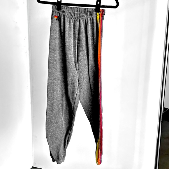 Aviator Nation  5 Stripe Sweatpants, Heather Grey/Multi - Picture 2 of 4